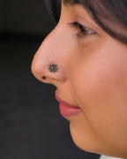 Silver oxidised star nose ring for pierced nose handmade by A Creator's Studio