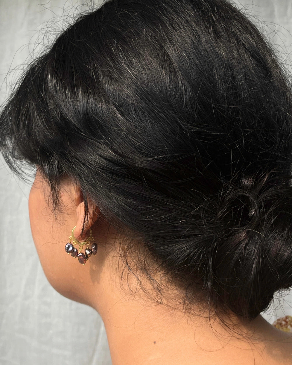 Black Fresh Water Pearl Chandelier Earrings