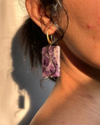 gold plated, Purple amethyst stone, drop earrings handmade by A Creator's Studio