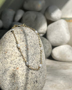 Brass pearl bracelet with freshwater pearls handmade by A Creator's Studio