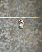 Brass box (dibbi) pendant with a moonstone in the centre with a chain handmade by A Creator's Studio