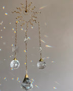 Wired sun suncatcher with clear crystals handmade by A Creator's Studio 