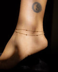 brass layered anklet with brass beads handmade by A Creator's Studio