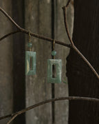gold plated green Aventurine rectangular earrings handmade by A Creator's Studio