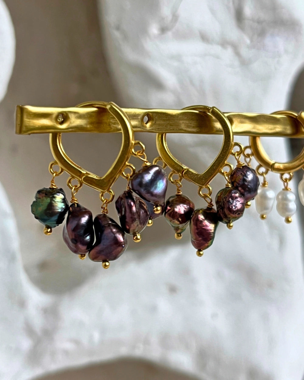 Black Fresh Water Pearl Chandelier Earrings