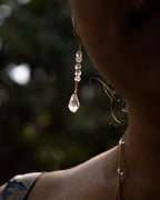 Gold Plated clear crystal dangle earring with a crystal teardrop handmade by A Creator's Studio