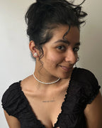 Flower freshwater pearl studs in sterling silver handmade by A Creator's Studio