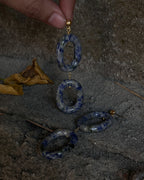 Gold Plated chunky sodalite link earrings with oval sodalite drops handmade by A Creator's Studio