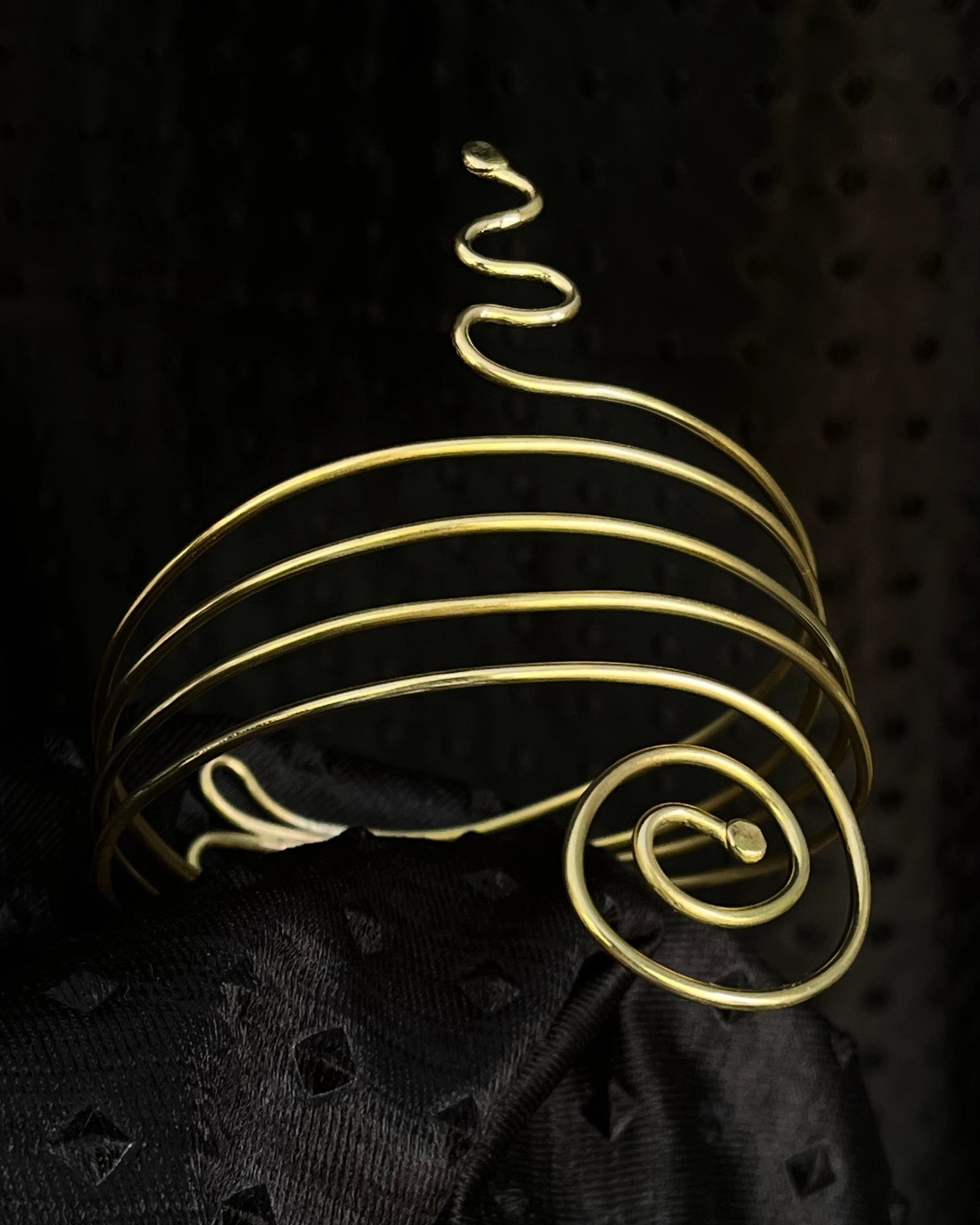 Chunky Brass layered snake arm cuff handmade by A Creator's Studio