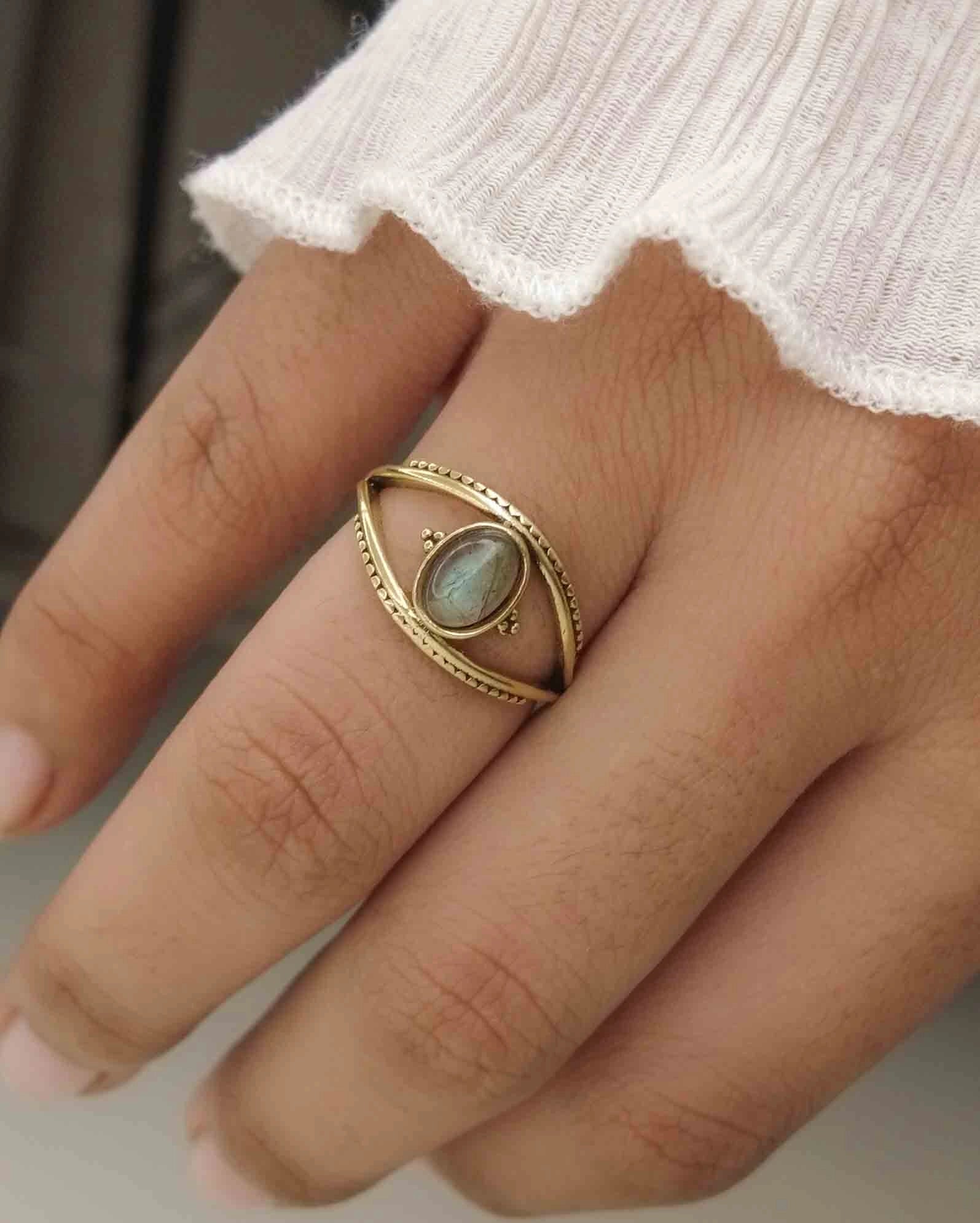 Evil Eye Ring Brass