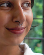 Silver oxidised septum ring for non pierced nose handmade by A Creator's Studio