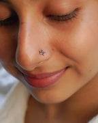 Silver oxidised star nose ring for pierced nose handmade by A Creator's Studio