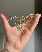 Brass wired sunflower choker with gemstone in the centre handmade by A Creator's Studio