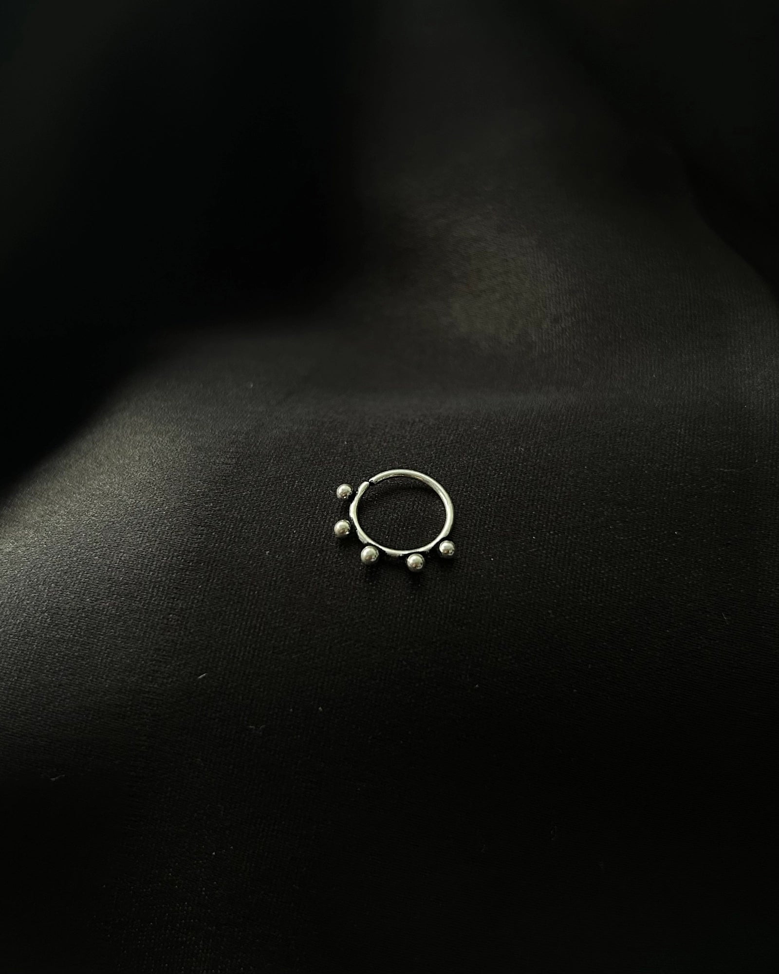 Silver oxidised septum ring for pierced nose handmade by A Creator's Studio