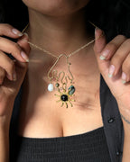 Brass wired charm holder necklace with a chain handmade by A Creator's Studio
