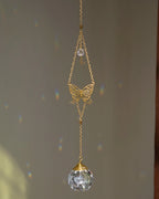 Butterfly sun catcher with glass crystal drop handmade by A Creator's Studio