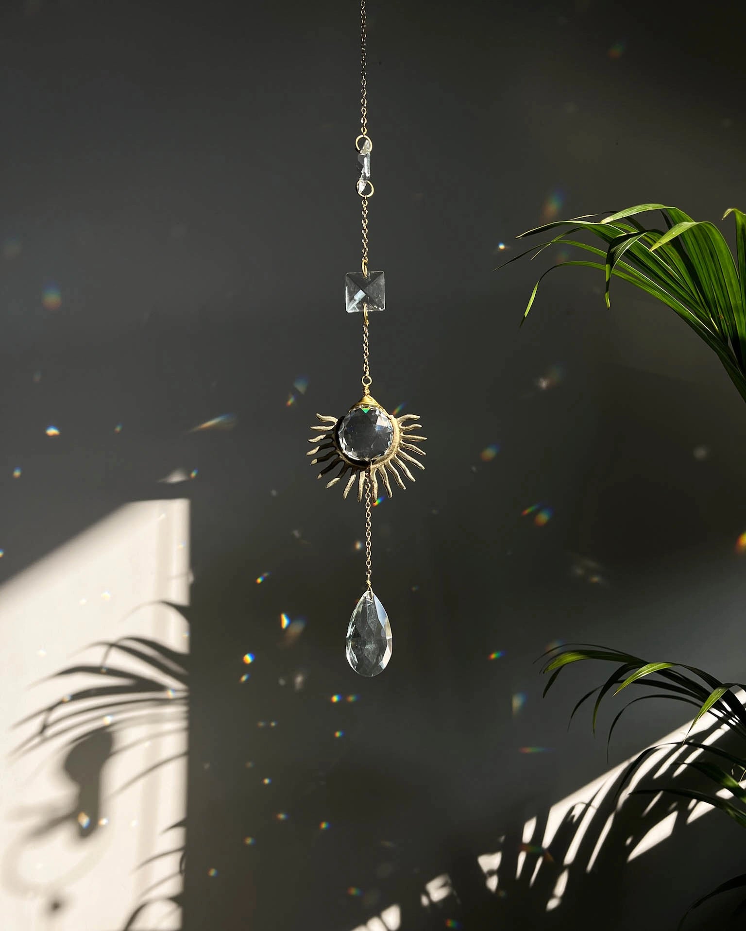 Sun suncatcher with clear crystals handmade by A Creator's Studio