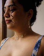 Gold Plated clear crystal dangle earring with a crystal teardrop handmade by A Creator's Studio