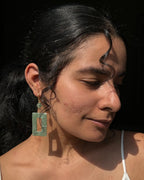 gold plated green Aventurine rectangular earrings handmade by A Creator's Studio