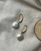 Gold plated freshwater pearl earrings with a freshwater pearl drop handmade by A Creator's Studio