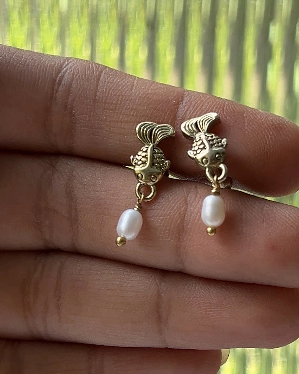 Fish and Pearl Earrings
