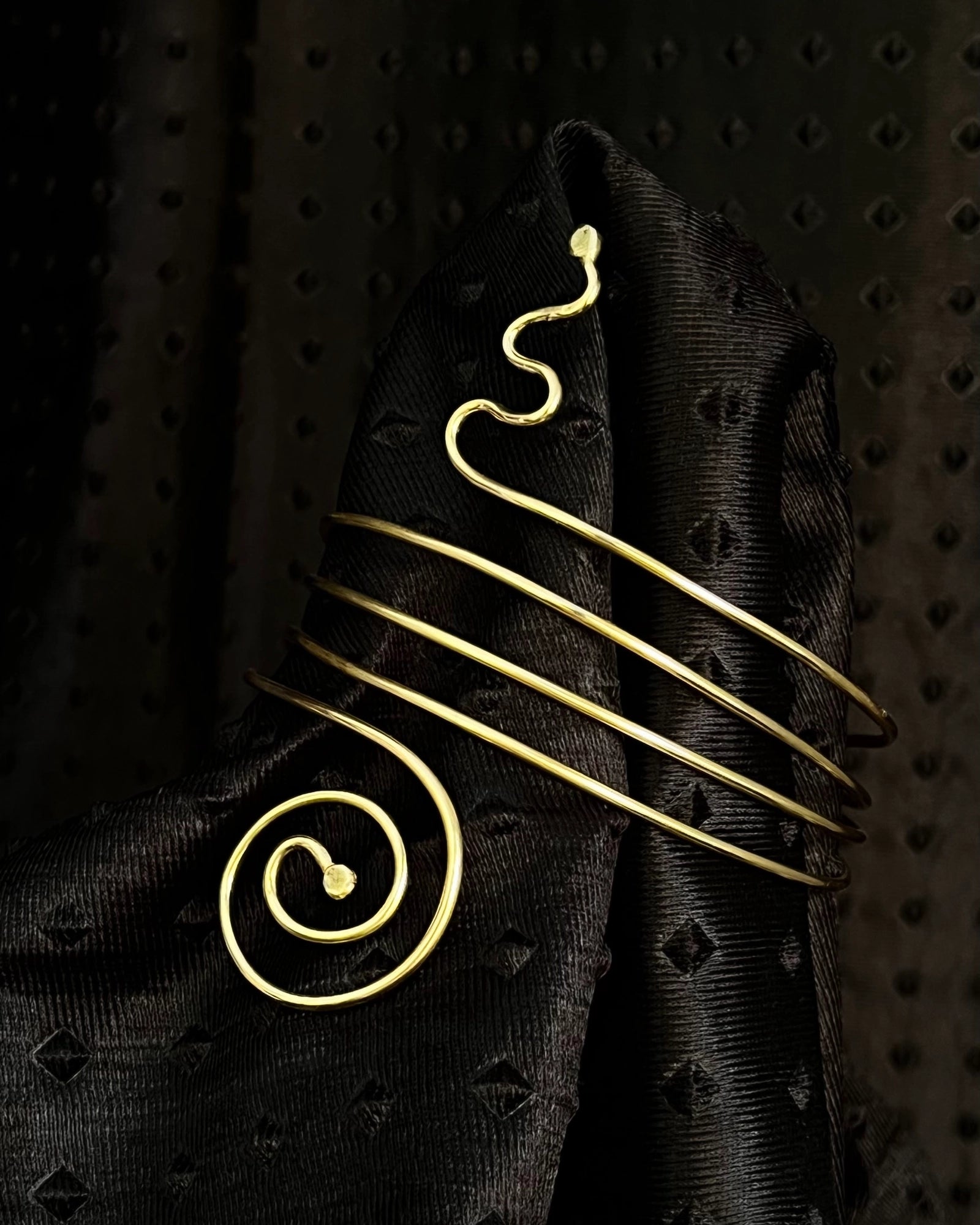 Chunky Brass layered snake arm cuff handmade by A Creator's Studio