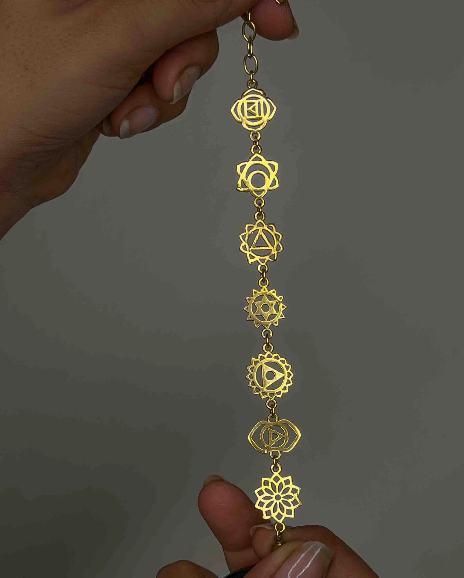 Brass seven Chakra link Bracelet handmade by A Creator's Studio