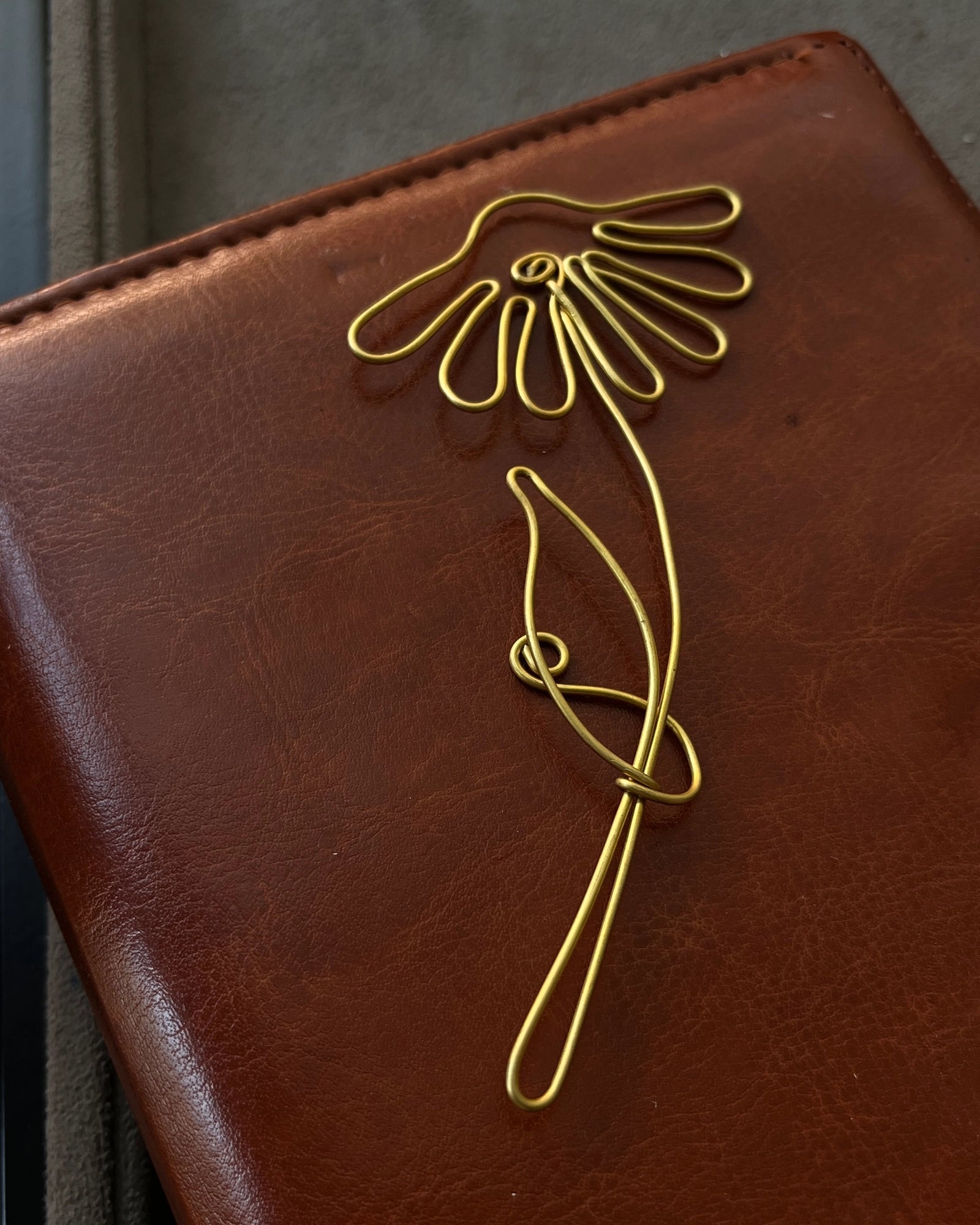 Brass wired plant bookmark handmade by A Creator's Studio
