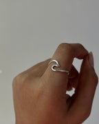 Silver ring with a wave in the centre handmade by A Creator's Studio