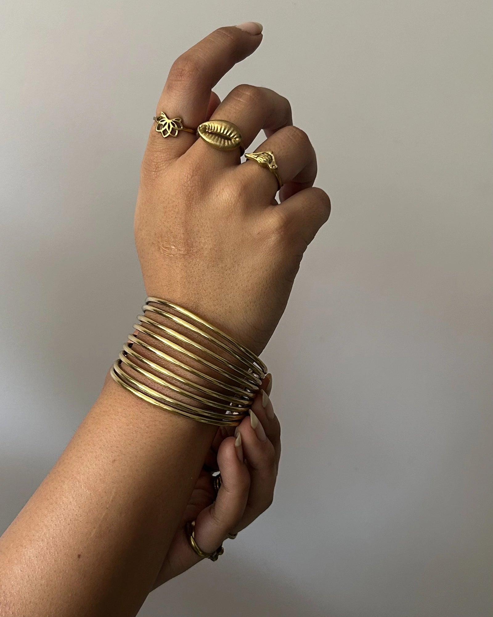 Chunky Brass layered arm cuff handmade by A Creator's Studio