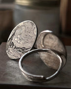 The starry night by Vincent Van Gogh inspired silver engraved ring handmade by A Creator's Studio