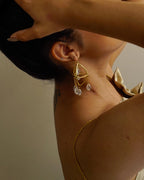 gold plated Mini Suncatcher earrings with four clear crystal drops handmade by A Creator's Studio