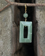 gold plated green Aventurine rectangular earrings handmade by A Creator's Studio