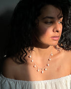 Sterling Silver pearl necklace with multiple freshwater pearl drop links handmade by A Creator's Studio