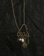 Brass wired charm holder necklace with a chain handmade by A Creator's Studio