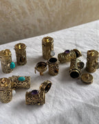 Brass box (dibbi) pendant with a labradorite in the centre with a chain handmade by A Creator's Studio