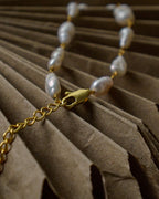 Linked White Fresh Water Pearl Bracelet 18k Gold Plated