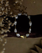 20k Gold Plated Fresh Water Pearl linked Bracelet handmade by A Creator's Studio