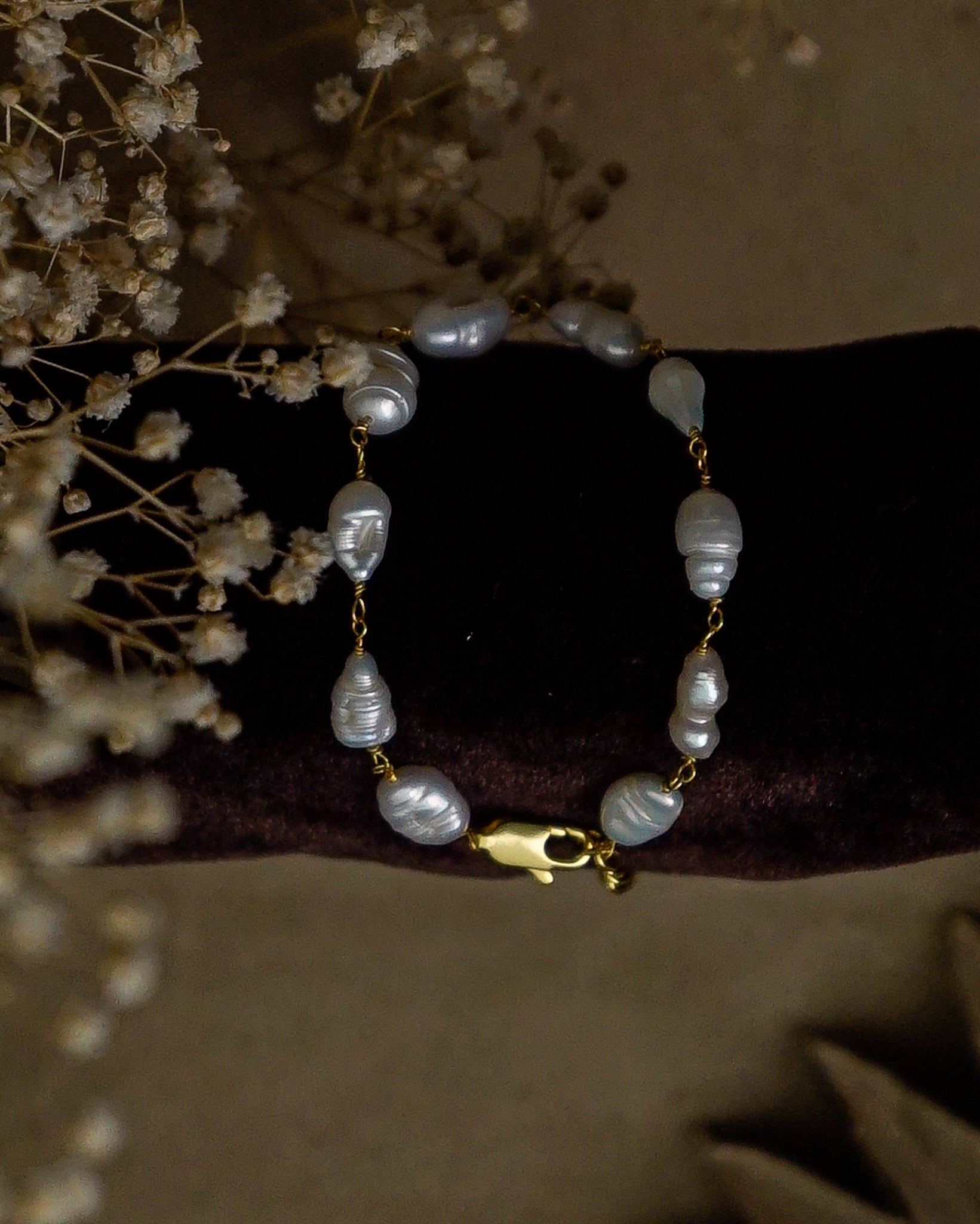 20k Gold Plated Fresh Water Pearl linked Bracelet handmade by A Creator's Studio