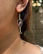 Brass earrings with unique wine design handmade by A Creator's Studio